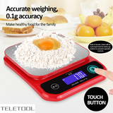 Digital Kitchen Food Scale IP67 Waterproof Stainless Steel Weighing Scale 10kg/1g 5kg/0.1g USB Charging LCD Electronic Scale