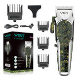 VGR Hair Clipper Set Electric Hair Trimmer Cordless Beard Grooming For Men Barber Hair Cutting Machine for Men Rechargeable USB