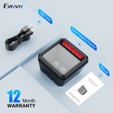 Evnvn 1D 2D QR Omnidirectional Handsfree Wired USB Barcode Reader with Large Scan Window Automatic Scan to Capture Codes