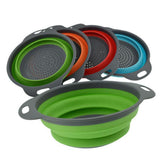 1PC Big Silicone Folding Colander Bowl Folding fruit basket Strainer Outdoor Camping Tableware Draining Bowl Portable Cookware