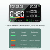 Air Quality Monitor LED Digital 5 in 1 Formaldehyde HCHO TVOC Temperature Humidity Tester Indoor Rechargeable CO2 Detector