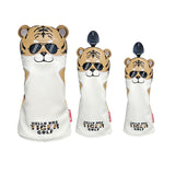 Golf Headcover For Driver Fairway Hybrid PU Leather Waterproof Tiger Golf Wood Cover Soft Durable Golf Club Covers Number Tag