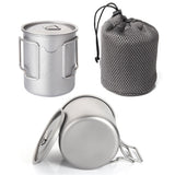 Lixada 450ml/550ml Lightweight Titanium Water Cup with Lid Coffee Cup Mug Tea Cup with Foldable Handles for Camping Backpacking