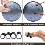 new 12 Inch Mini Drum 13 Tones Steel Tongue Drum Kit Tune C Empty Spirit Drum Percussion Hand Pan Drum Musical Instruments