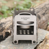Lixada Portable Titanium Lightweight Folding Wood Stove Pocket Stove with Mini Alcohol Stove for Outdoor Camping Cooking Picnic