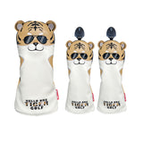 Golf Headcover For Driver Fairway Hybrid PU Leather Waterproof Tiger Golf Wood Cover Soft Durable Golf Club Covers Number Tag