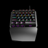 HXSJ J100 Keyboard 35 Keys Single Hand USB Wired Backlit Mechanical Gaming One-Handed Metal Panel RGB Backlit Keyboard