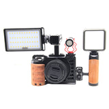 Camera Cage with Wooden Aluminum Alloy DSLR Camera Protective Cage Kit for Sony A7C