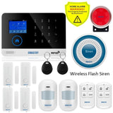 Wireless Tuya APP SIM GSM Home RFID Burglar Security LCD Touch Keyboard WIFI GSM Alarm System Sensor kit Russian,Spanish Voice