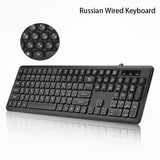 Wired Russian Keyboard Support Multimedia Computer Keyboard 108 Keys for PC Laptop Ergonomic Keyboard English/Russian for Office