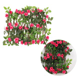 Patio Garden Balcony Wooden Trellis Hedge Stretchable Fence Home Decor Flower Yard With Artificial Rose Leaves Multifunction