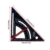 Alloy Metric and Inch Angle Protractor Triangle Ruler Multi Angle Positioning Tool Woodworking Line Ruler Measuring Gauge
