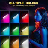 RGB Handheld LED Video Light Wand Stick 9 Colors Photography Light with Remote Control and Hot Shoe Adapter