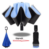Inverted Umbrella Windproof Anti-UV Automatic Folding Umbrella Night Reflective Strip Auto Reverse Umbrella