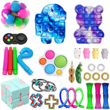 Popite Dimple Fidget Toys Set Box Pushs Bubble Fidget Toys Pack Children Adult Sensory Popete Game Kit Stress Reliever Toy