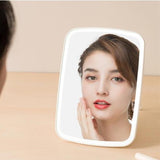 Portable Makeup Mirror LED Natural Light USB Refill Angle Adjustable Touch Control Brightness Dimmable Lights Women