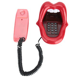 Home Phone Multi-Functional Red Large Tongue Shape Telephone Desk Corded Fixed Landline Phone Mouth Telephone for Home Hotel Use