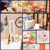 CUTEBEE DIY Doll House Wooden Doll Houses Miniature dollhouse Furniture Kit Toys for children Christmas Gift TD16