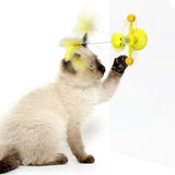 Pet Toy Tumbler Feather Cat Teaser Ball Badminton Spring Ball Cat Turntable Pinwheel Cat Toys Interactive Pet Products