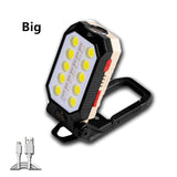 Strong Magnetic Work Light USB Rechargeable LED COB Portable Flashlight Adjustable Waterproof Camping with Power Display