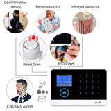 Wireless WIFI GSM Home Security Alarm System For Tuya Smart Life APP With Motion Sensor Detector Compatible With Alexa &amp;