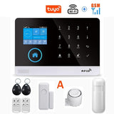 Wireless WIFI GSM Home Security Alarm System For Tuya Smart Life APP With Motion Sensor Detector Compatible With Alexa &amp;