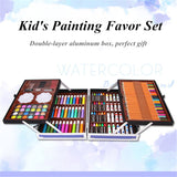 141pcs Alloy Box Painting Drawing Art Kit Color Pencil Crayon Pigment Brush For Boys Girls Kids Gift