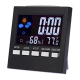 Intelligent Weather Clock LCD Thermometer Hygrometer Weather Forecast Clock Alarm Calendar Voice-activated Backlight Temp&amp; Humid