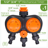 1-4 Way Mechanical Watering Timer 1/4'' 3/8'' 1/2" 3/4" Hose Quick Connector 120 Minutes Manual Controller Irrigation Supplies