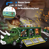 Dinosaur Transport Truck Pull Back Dino Car Vehicle Container Simulated Dinosaur Model Lighting Music Kids Toys Boys Xmas Gift