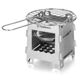 TOMSHOO Cookware Mess Kit Backpacking Wood Burning Stove with Alcohol Tray BBQ Grill Net Grill Pan for Outdoor Camping BBQ