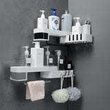 Multifunctional Punch Free Rotatable Plastic Bathroom Shelf Kitchen Corner Storage Rack Shower Gel Holder With Hook Towel Bar