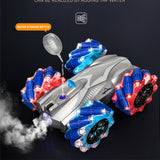 1:16 2.4G RC Car LED Light Spraying Water Twisting Deformed Cars 360° Flip Double-sided Rotating Off-Road Stunt Car Toy Boy Gift