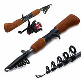 Telescopic Portable Carbon Fiber Fishing Rod Travel Sea Rock Spinning Fishing Pole 1.6M