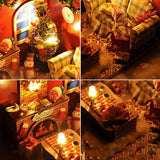 DIY Miniature Dollhouse Kits Furniture Christmas Carnival Night Wooden Dolls House With LED Light Toys For Children Gift