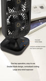 USB Charging Tower Fan Table Top Left Right Rotation Outdoor Indoor Double Fan Heads 3 Speed Strong Airflow Cooler Fan Black Fre