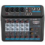 M-6 Portable Mini Mixer Audio DJ Console with Sound Card, USB, 48V Phantom Power for PC Recording Singing Webcast Party(US Plug)