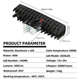 48W LED Headlight Work Bar LED Bar Fog Light 12-30V For Motorcycle Truck Boat Tractor Trailer Off road Working Light LED