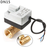 2 Pcs Ac220V 2 Way 3 Wires Motorized Ball Valve Electric Actuator with Manual Switch , Dn15 &amp; Dn20