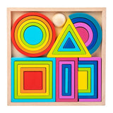 Rainbow Stacking Blocks Wooden Big Baby Balance Building Blocks Geometric Shape Variety Stacker Montessori Kid Educational Toy