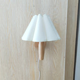 Xianfan new Japanese style wood base Kitchen bedroom studying wall lamp with vintage cloth petal lampshade E27 night light