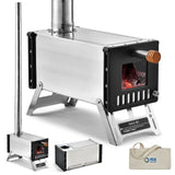 Outdoor Tent Wood Stove with Chimney Pipes Portable Camping Wood Burning Stove Outdoor Tent Furnace for Camping Heating Cooking