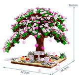 City Street View Cherry Blossoms Tree Model Building Blocks Friends Sakura Plant Home Decoration Bricks DIY Toys For Girls Gifts