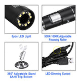 Adjustable 1600X 2MP 1080P 8 LED Digital Microscope Type-C/Micro USB Magnifier Electronic Stereo USB Endoscope For Phone PC