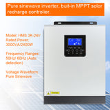3000VA 2400W Pure Sine Wave Solar Inverter 50Hz/60Hz Power Bank Converter Home Solar System MPPT 40A Solar Inverter Transformer
