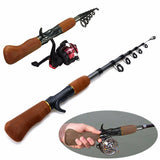 Telescopic Portable Carbon Fiber Fishing Rod Travel Sea Rock Spinning Fishing Pole 1.6M