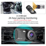24H Car Video Recorder Touch Screen Dash Cam HD 1296P Car Camera Recorder Night Vision Dashcam Camera Blcak Box IPS Dual Lens4In