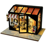 DIY Dollhouse Wooden Doll House  Assembled Sushi Dessert Shop Miniature Doll House Furniture Kit Casa Led Toys for Birthday Gift