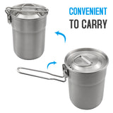 1L Coffee Cup with Folding Handle &amp; Ventilated Lid Camping Kettle Lightweight Cook Pot for Backpacking Hiking Camping Travelling
