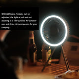 Outdoor Tripod Fan USB Rechargeable Camping Desk Fan Portable Ceiling Fan with 3 Speeds Adjustable for Home Office Camping
